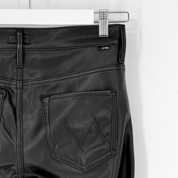 MOTHER The Insider Crop Pants Women’s Size 26 Captured Faux Leather Flare Black - Picture 8 of 9